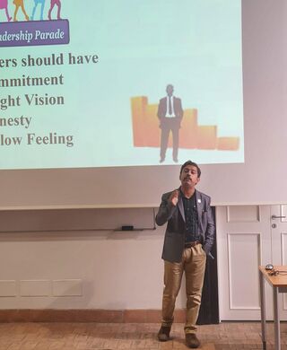 Dr. Rudrarup Gupta during an academic engagement in Rome, Italy
